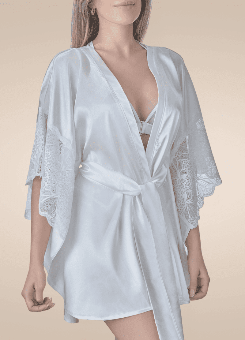 Kimono Celeste Marfil